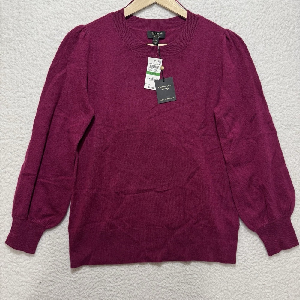 Cashmere Womens Magenta Sz S Tier Blousson Charter Club Old Money Luxury